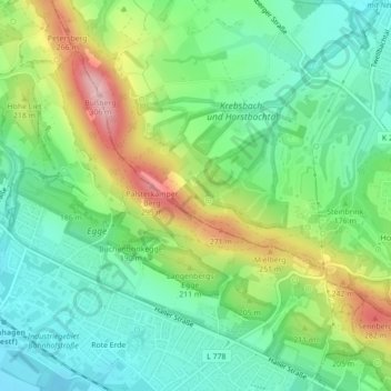 Carte topographique Hasbrink, altitude, relief