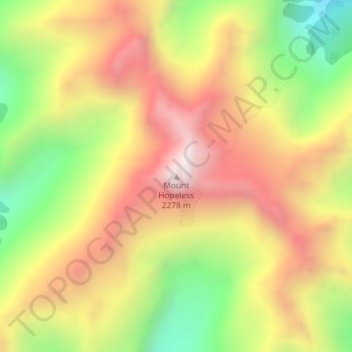 Carte topographique Mount Hopeless, altitude, relief