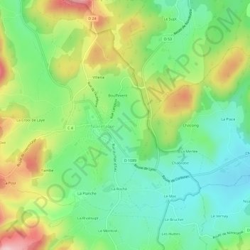 Carte topographique Le Gripel, altitude, relief