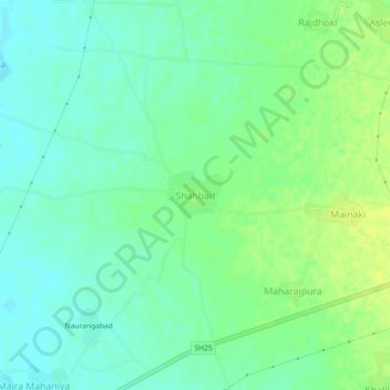 Carte topographique Shahbad, altitude, relief