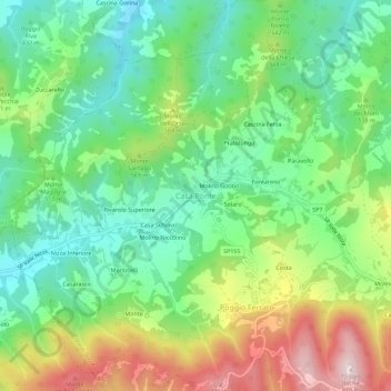 Carte topographique Casa Ponte, altitude, relief