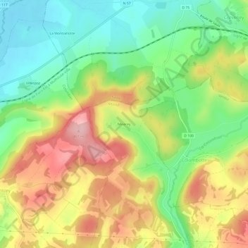 Carte topographique Miserey, altitude, relief
