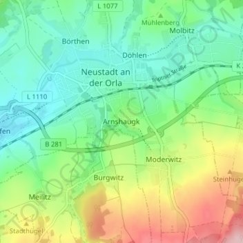 Carte topographique Arnshaugk, altitude, relief