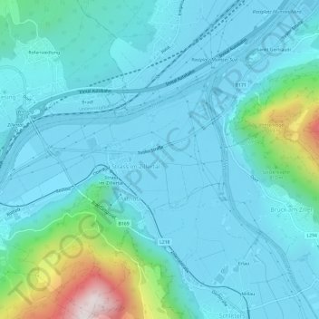 Carte topographique Unterdorf, altitude, relief