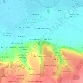 Carte topographique Château de Ronsard, altitude, relief