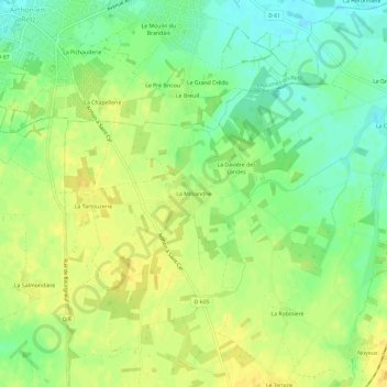 Carte topographique La Milsandrie, altitude, relief