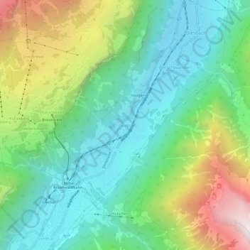 Carte topographique Rüti, altitude, relief