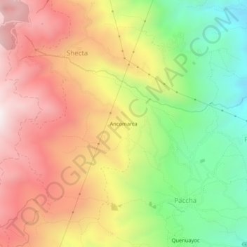Carte topographique Ancomarca, altitude, relief