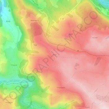 Carte topographique Bagil, altitude, relief