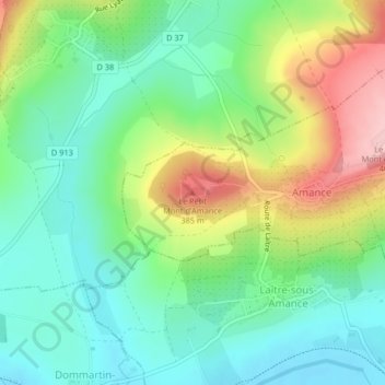 Carte topographique Le Petit Mont d'Amance, altitude, relief
