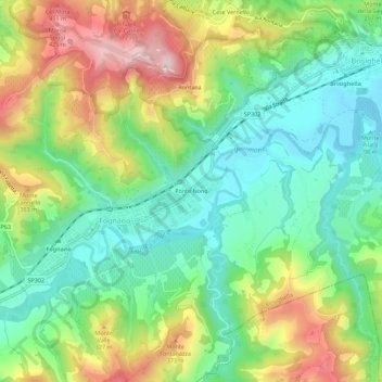 Carte topographique Ponte Nono, altitude, relief
