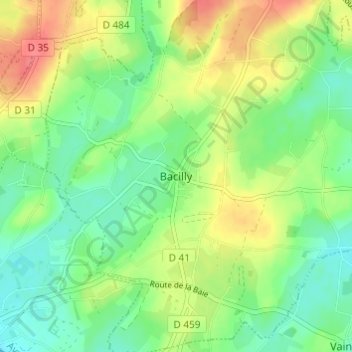 Carte topographique Bacilly, altitude, relief