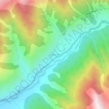 Carte topographique Gagangir, altitude, relief