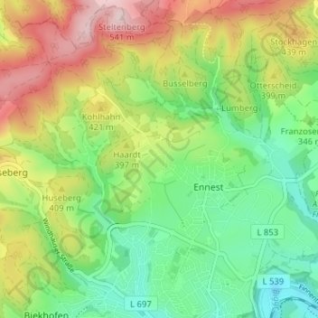 Carte topographique Holzweg, altitude, relief