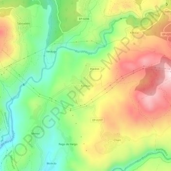 Carte topographique A Insua, altitude, relief