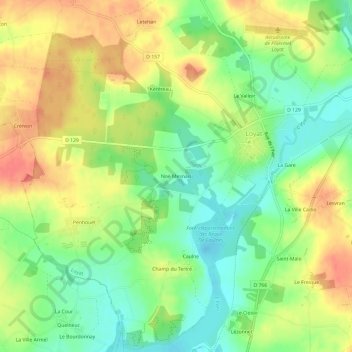 Carte topographique Noë Mesnais, altitude, relief