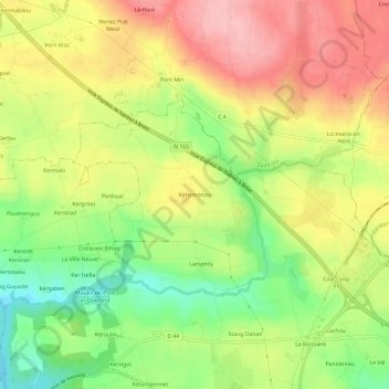 Carte topographique Kersimonou, altitude, relief