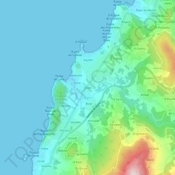Carte topographique Soaxe, altitude, relief
