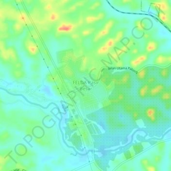 Carte topographique FELDA Pasir Besar, altitude, relief