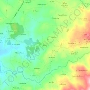 Carte topographique Guitizá, altitude, relief