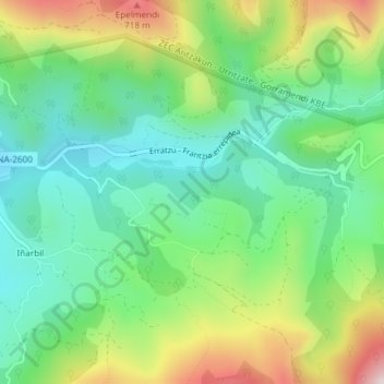 Carte topographique Arate, altitude, relief