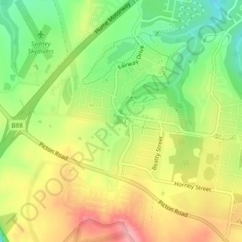 Carte topographique Bingara Gorge, altitude, relief