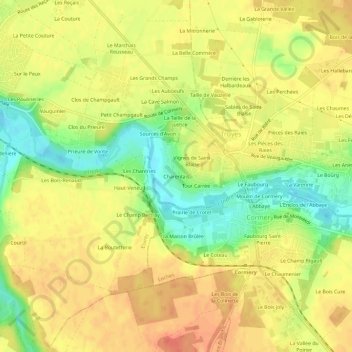 Carte topographique Charentais, altitude, relief