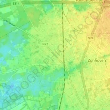 Carte topographique Halveweg, altitude, relief