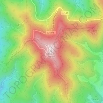 Carte topographique Blauen, altitude, relief