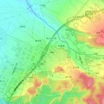 Carte topographique 崎脚, altitude, relief