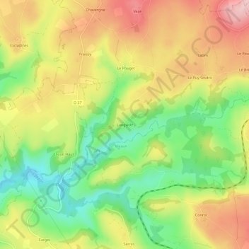 Carte topographique Langlade, altitude, relief
