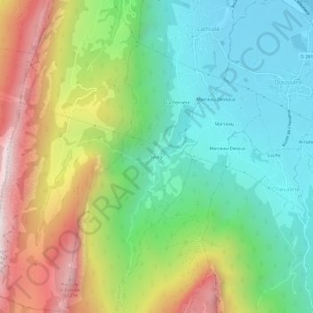 Carte topographique Saury, altitude, relief