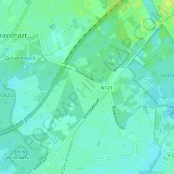 Carte topographique Elshout, altitude, relief