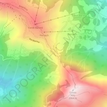Carte topographique Giogo del Maniva, altitude, relief