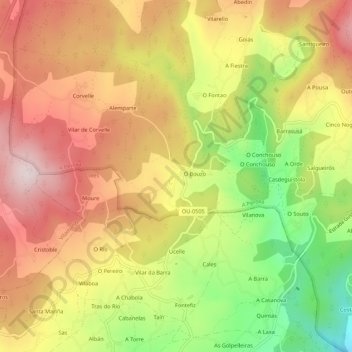 Carte topographique Gueral, altitude, relief
