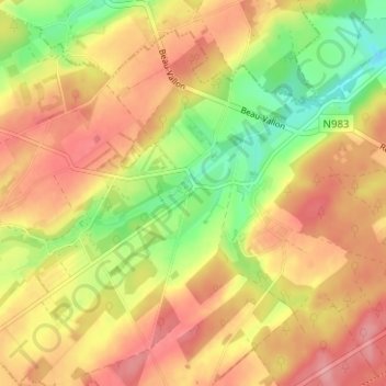 Carte topographique Flostoy, altitude, relief