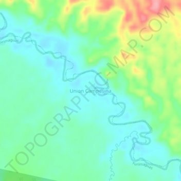 Carte topographique Union Campesina, altitude, relief