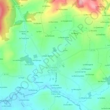 Carte topographique Gruau, altitude, relief