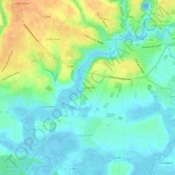Carte topographique La Miltière, altitude, relief