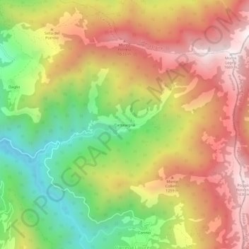 Carte topographique Cartasegna, altitude, relief