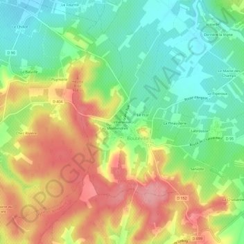 Carte topographique Villeneuve, altitude, relief