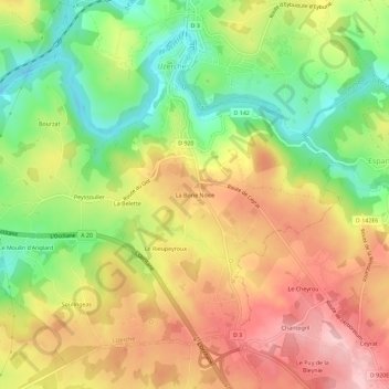 Carte topographique La Borie Noire, altitude, relief