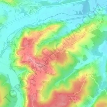 Carte topographique Tepeköy, altitude, relief