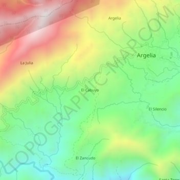 Carte topographique El Cabuyo, altitude, relief