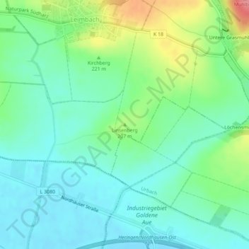 Carte topographique Linsenberg, altitude, relief