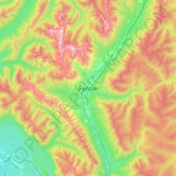 Carte topographique Fernie, altitude, relief