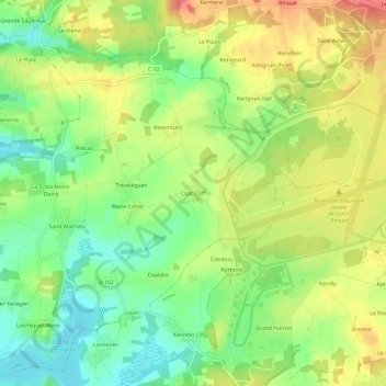 Carte topographique Coat-Coff, altitude, relief