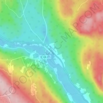 Carte topographique Lekvattnet, altitude, relief