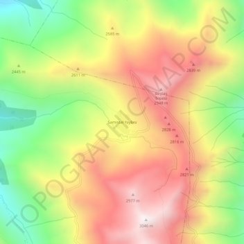 Carte topographique Samistal Yaylası, altitude, relief
