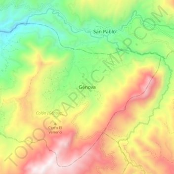 Carte topographique Génova, altitude, relief